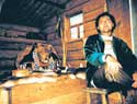 47. V. Fomin and a symbol of a hunters house - bear. National Museum of Finno-Ugric Culture and History has the artists works in its collection. Khanty-Mansijsk.(Russia). 1997. 