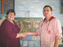 67. Finland´s Counsil in Petrozavodsk Paola Sirkia is visiting the artist.