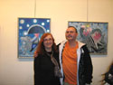 81. Manager of Art-Present Gallery Madame Kalmelle and Fomin opening his exhibition. Paris 2008.