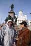 30. Fomin is interviewed by a reporter near the monument to a Russian Tsar in Helsinki (Finland). 2007. 